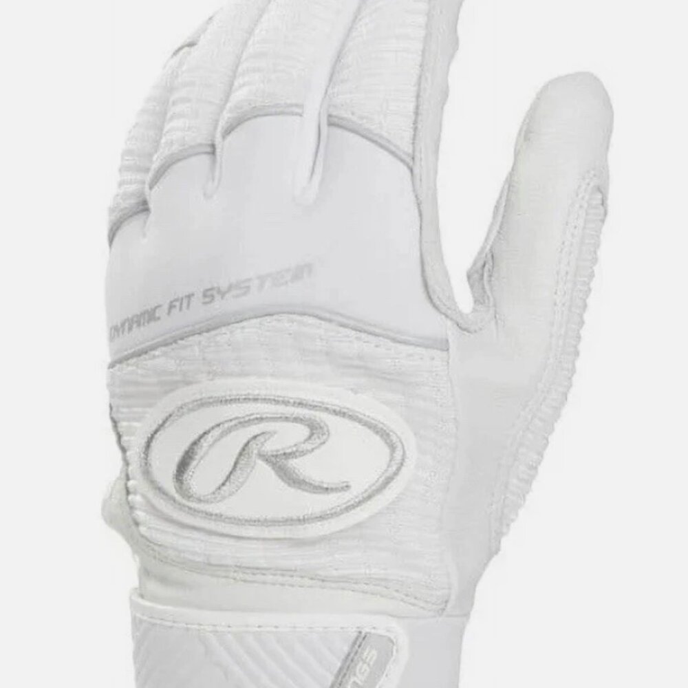 Rawlings Workhorse Batting Glove Pair - White Youth Medium